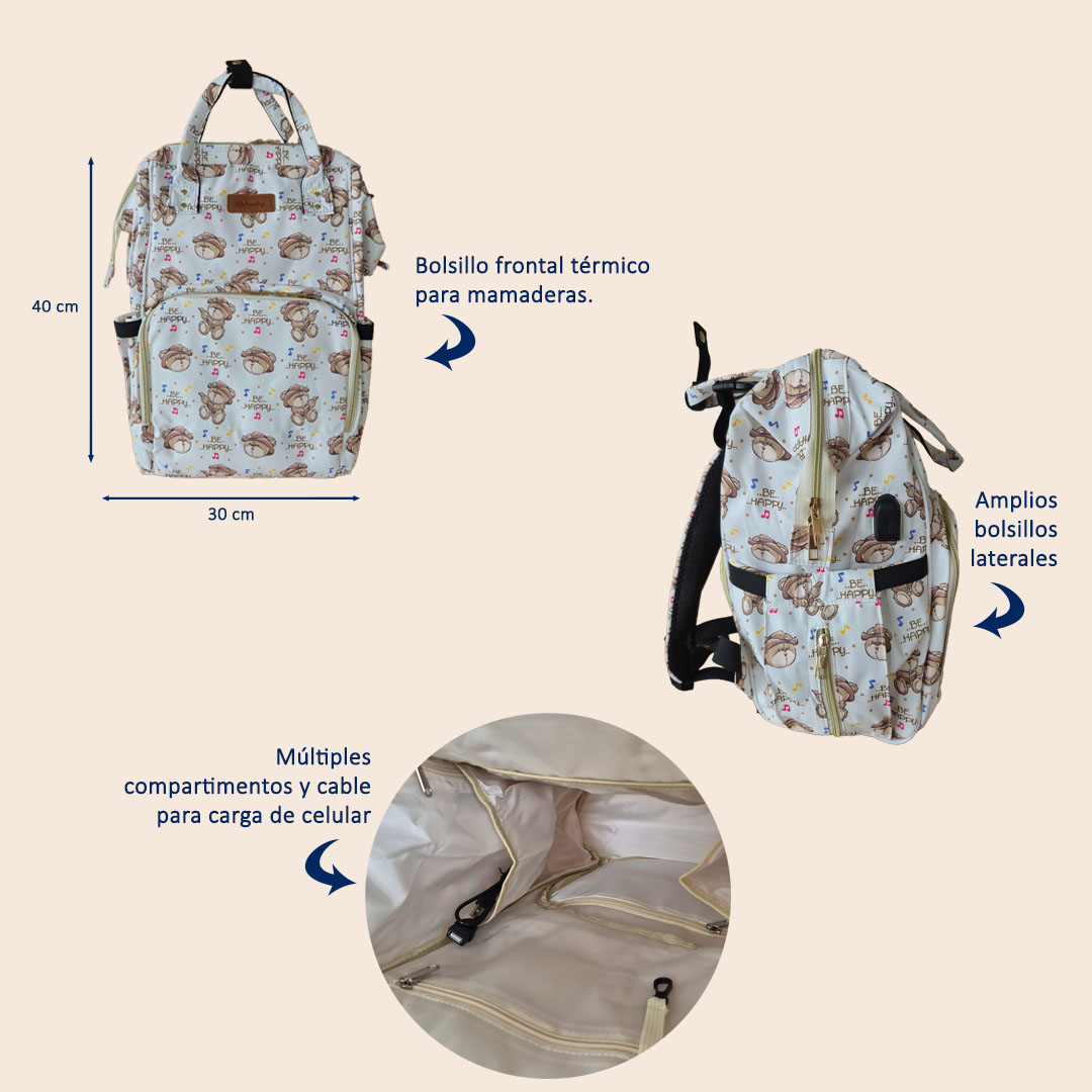 Mochila Maternal Ositos Be Happy - Gran capacidad - Imagen 3