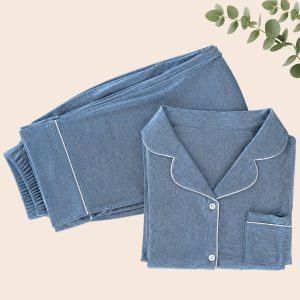 Pijama Maternal Gris Azulado