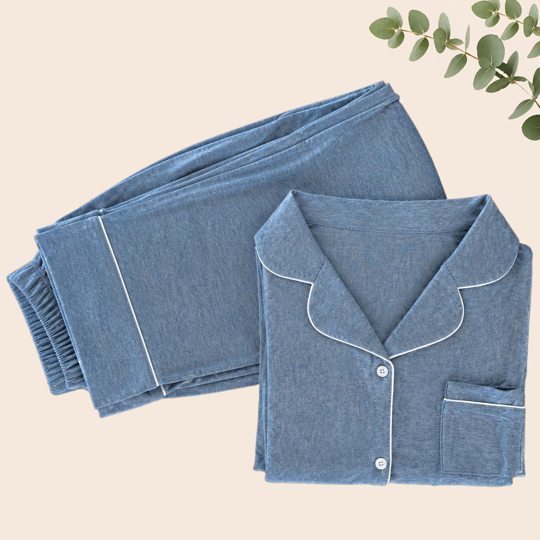 Pijama Maternal Gris Azulado