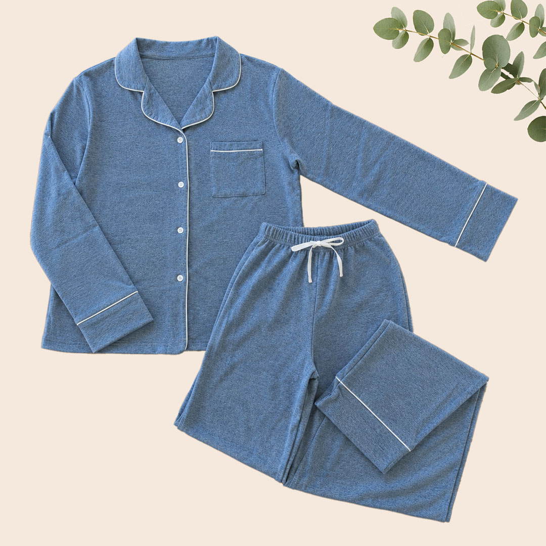 Pijama Maternal Gris Azulado - Imagen 2