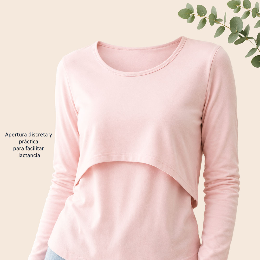 Polera Lactancia Algodón - Rosa claro